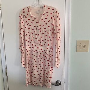 Zadig & Voltaire Cream Dress with Red Lip Print
